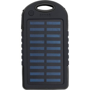 Rubberized ABS solar power bank Arin, black