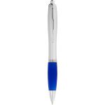 Nash ballpoint pen with coloured grip, Silver,Royal blue (10707700)
