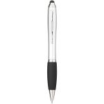 Nash coloured stylus ballpoint pen with black grip, Silver, solid black (10639201)