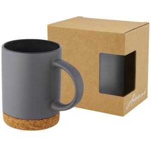 Neiva 425 ml ceramic mug with cork base, Grey (Mugs)