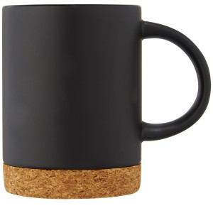 Neiva 425 ml ceramic mug with cork base, Solid black (Mugs)