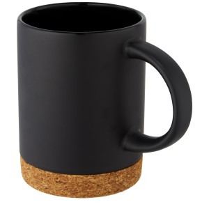 Neiva 425 ml ceramic mug with cork base, Solid black (Mugs)