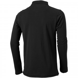 Oakville long sleeve men's polo, solid black (Long-sleeved shirt)