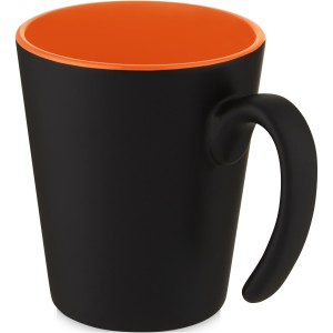 Oli 360 ml ceramic mug with handle, Orange, Solid black (Mugs)