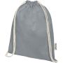 Oregon 140 g/m2 GRS recycled cotton drawstring bag, Grey