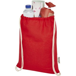 Oregon 140 g/m2 GRS recycled cotton drawstring bag, Red (Backpacks)