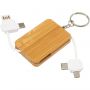 Reel 6-in-1 retractable bamboo key ring charging cable, Natu