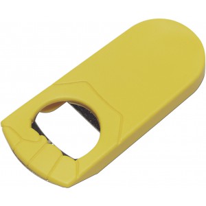 Plastic bottle opener, yellow (Bottle openers, corkscrews)