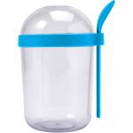 Plastic breakfast cup with spoon (530ml), cobalt blue (7929-23)