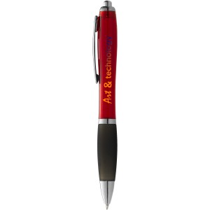 Nash ballpoint pen with coloured barrel and black grip, Red, solid black (Plastic pen)