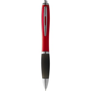 Nash ballpoint pen with coloured barrel and black grip, Red, solid black (Plastic pen)