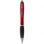 Nash ballpoint pen with coloured barrel and black grip, Red, solid black