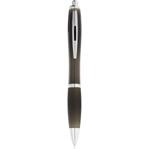 Nash ballpoint pen with coloured barrel and black grip, solid black (Plastic pen)