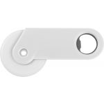 Plastic pizza cutter and bottle opener, white (4109-02)