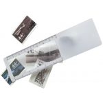 Plastic ruler with magnifier, white (7702-02CD)