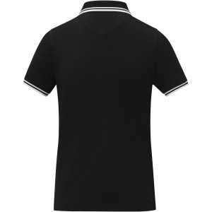 Amarago short sleeve women?s tipping polo, Solid black (Polo shirt, 90-100% cotton)