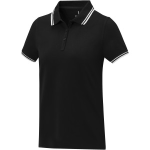Amarago short sleeve women?s tipping polo, Solid black (Polo shirt, 90-100% cotton)