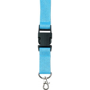 Polyester (300D) lanyard and key holder Bobbi, light blue (Lanyard, armband, badge holder)