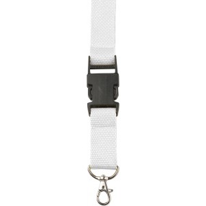 Polyester (300D) lanyard and key holder Bobbi, white (Lanyard, armband, badge holder)