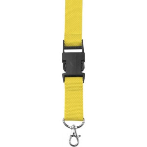 Polyester (300D) lanyard and key holder Bobbi, yellow (Lanyard, armband, badge holder)