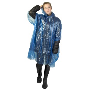 Ziva disposable rain poncho with storage pouch, Royal blue (Raincoats)
