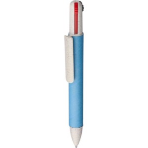 Recycled carton four-color ballpen Deborah, light blue (Multi-colored, multi-functional pen)