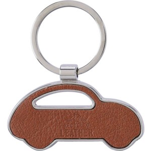 Recycled leather keychain Joan, brown (Keychains)