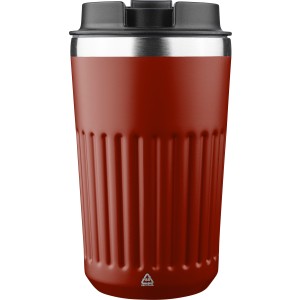 Recycled stainless steel travel mug (400 ml) Chiara, burgund