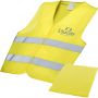 Watch-out safety vest in pouch for professional use, neon yellow