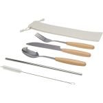 Root 5-piece stainless steel and beech wood cutlery set, Nat (11341406)