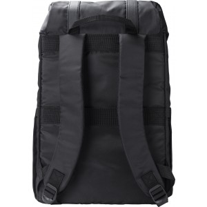 RPET (290T) polyester twill flap backpack Marlowe, black (Backpacks)