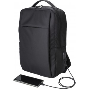 RPET (300D) laptop backpack Jesse, black (Backpacks)