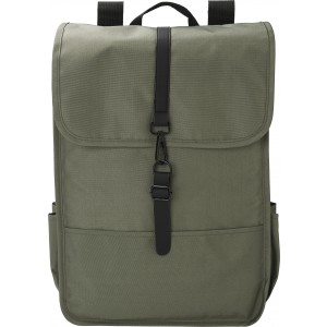 RPET Polyester (300D) flap backpack Lyric, green (Backpacks)