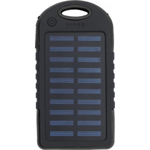 Rubberized ABS solar power bank Aurora, black (Powerbanks)