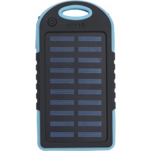 Rubberized ABS solar power bank Aurora, blue (Powerbanks)