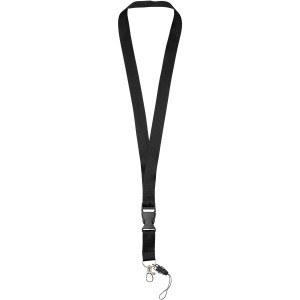 Sagan phone holder lanyard with detachable buckle, solid black
