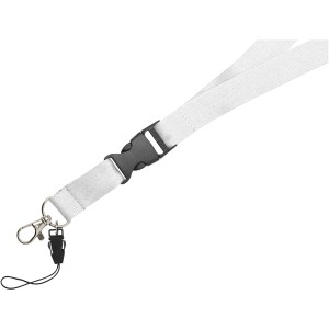 Sagan phone holder lanyard with detachable buckle, White (Lanyard, armband, badge holder)