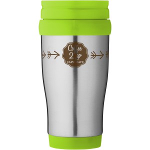 Sanibel 400 ml insulated mug, Silver,Lime green (Mugs)