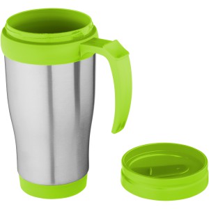 Sanibel 400 ml insulated mug, Silver,Lime green (Mugs)