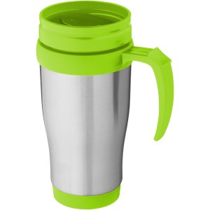 Sanibel 400 ml insulated mug, Silver,Lime green (Mugs)