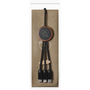 SCX.design C36 3-in-1 rPET light-up logo charging cable, Wood (Eletronics cables, adapters)