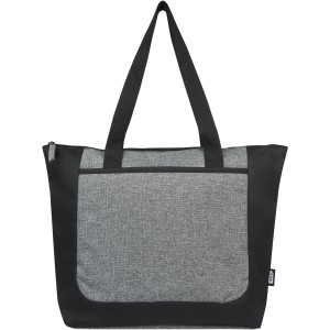 Reclaim GRS recycled two-tone zippered tote bag 15L, Solid black, Heather grey (cotton bag)