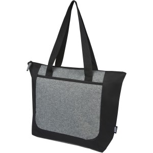 Reclaim GRS recycled two-tone zippered tote bag 15L, Solid black, Heather grey (cotton bag)