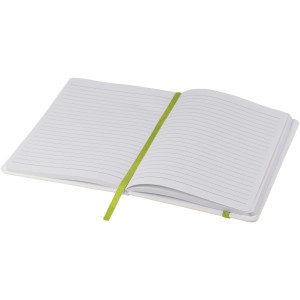 Spectrum A5 white notebook with coloured strap, White,Lime (Notebooks)