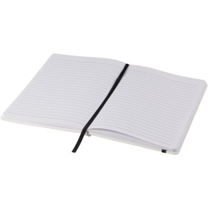 Spectrum A5 white notebook with coloured strap, White, solid black (Notebooks)