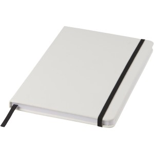 Spectrum A5 white notebook with coloured strap, White, solid black (Notebooks)