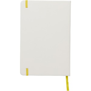 Spectrum A5 white notebook with coloured strap, White,Yellow (Notebooks)