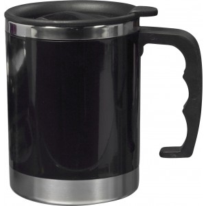 Stainless steel and AS double walled mug Gabi, black (Mugs)