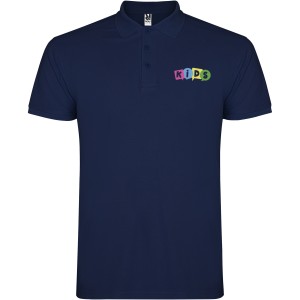 Star short sleeve kids polo, Navy Blue (Polo short, mixed fiber, synthetic)