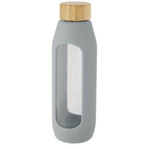 Tidan 600 ml borosilicate glass bottle with silicone grip, G (Water bottles)